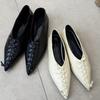 Fashion Shoes Women 2025 New Pointed Toe Designer Woven Leather Mary Jane Flat Single Shoes Simple Elegance Slip-on Fashion Loafers