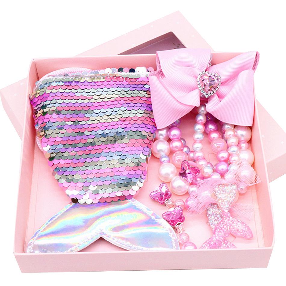 Children'S Princess Crown Accessories Necklace Set Bag Accessories Mermaid Generation Children'S Birthday Gift Jewelry