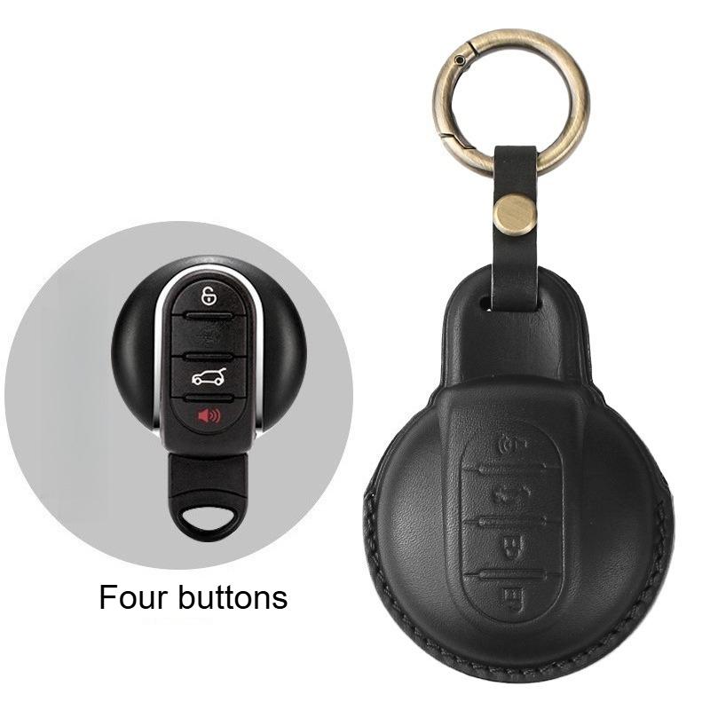 For Mini Cooper F54 F55 F56 F57 F60 Clubman Countryman Leather Car Key Fob Protection Cover Keychain Auto Accessories