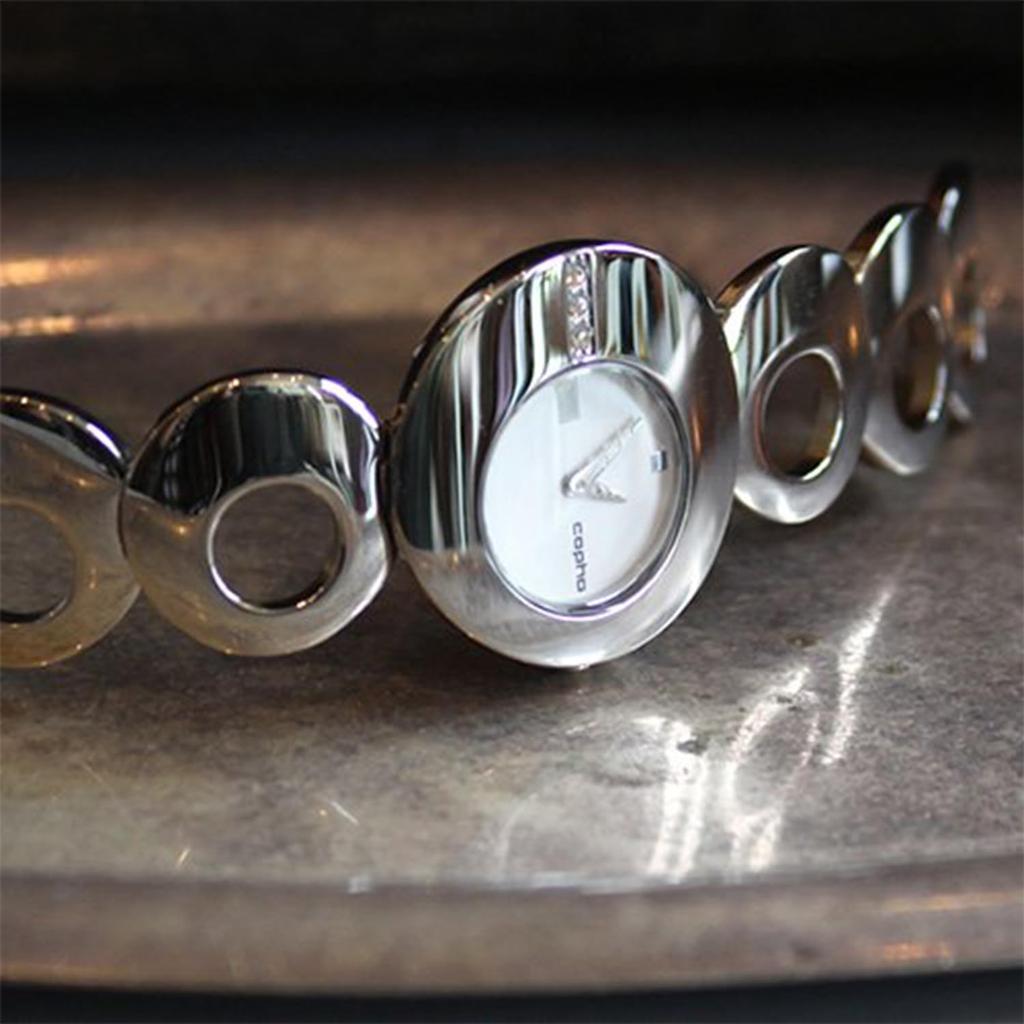 COPHA O Dress Limited Rhinestone Stylish and Elegant Lightweight Quartz Officially White Dial with Silver Bracelet Women's Watch, Edition, Finish,