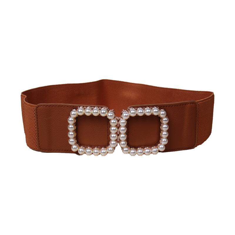 Ethnic Style Independent Packaging Adult Single Circle Four-Season Women, Elastic Elastic Belt, Ancient Pearl Buckle Waist Seal