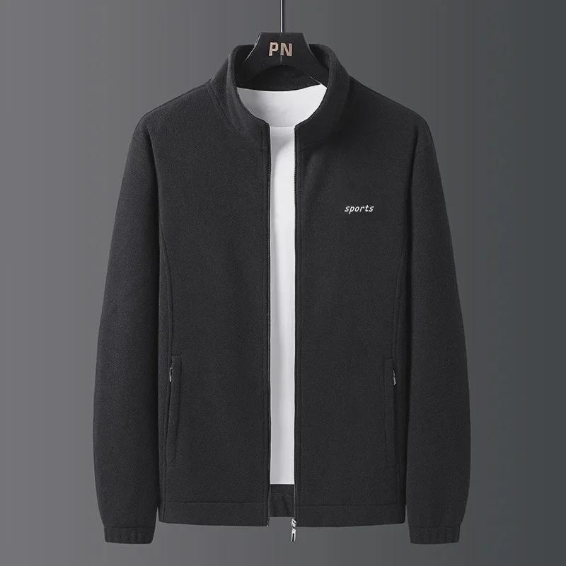 Men's Thickened Polar Fleece Stand Collar Cardigan Jacket