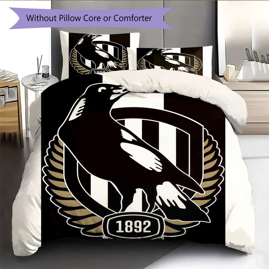 Magpies de Collingwood Set de Colcha con Patrón Decoración del Hogar Regalo (1 funda nórdica + 2 fundas de almohada sin relleno.)