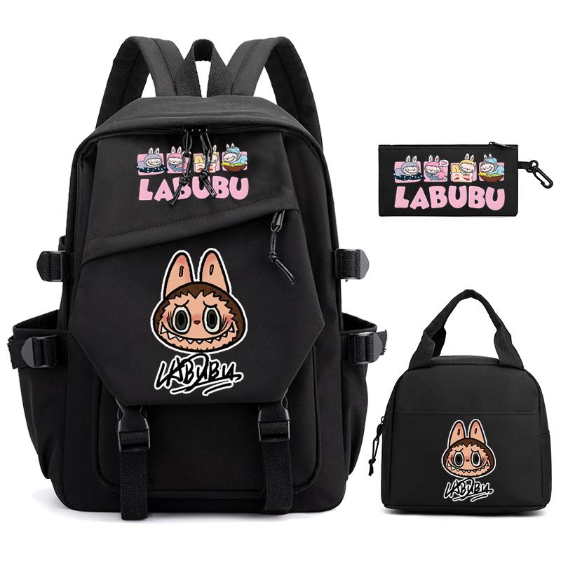 3Pcs/set Cute  Printed Backpack Pencil Case Lunch Bag Teenager Student Girl Boy Schoolbag Women Travel Laptop Bag Mochila