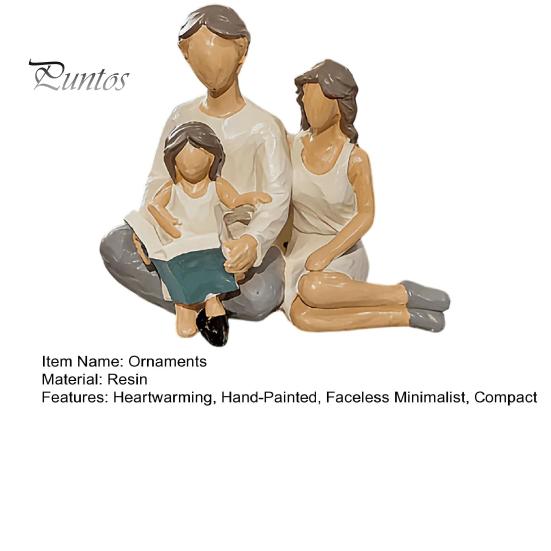 Warm Family Reading Decor Figurine Resin Statue, Abstract Faceless Parent Child Sculpture, Hand-Painted Minimalist Thoughtful Christmas Gift