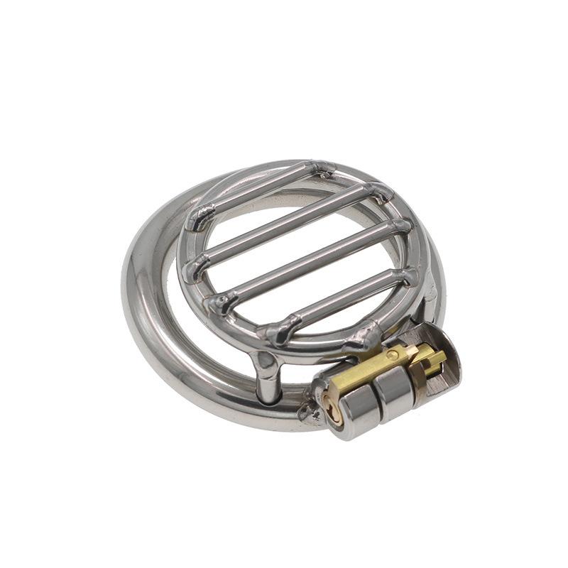 Stainless Steel Flat Chastity Lock Short Mesh Penis Cage Bird Cage Adult Bondage Alternative Toys Men's Outing