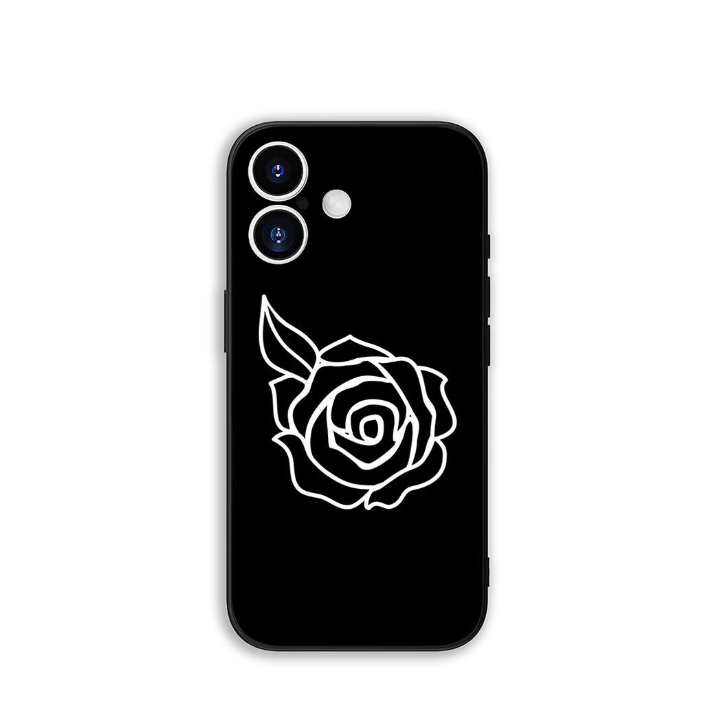 For Apple iPhone 16 15 14 Plus 13 12 Mini 17 Pro Max + ProMax 16E Air 15+ Phone Cover Case Black White Rose Flower Casing