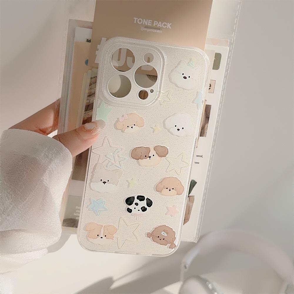 Double Layer Glitter Powder Suitable for Mobile Phone Case Apple 16 Milk Iphone15promax Soft Cover 14 Puppy Stand 11