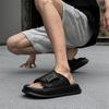 2025 Hot Sale Luxury Mens Leather Sandals Summer Designer High Quality Sandals Man Daily Black Flat Sandals For Men Beach Shoes