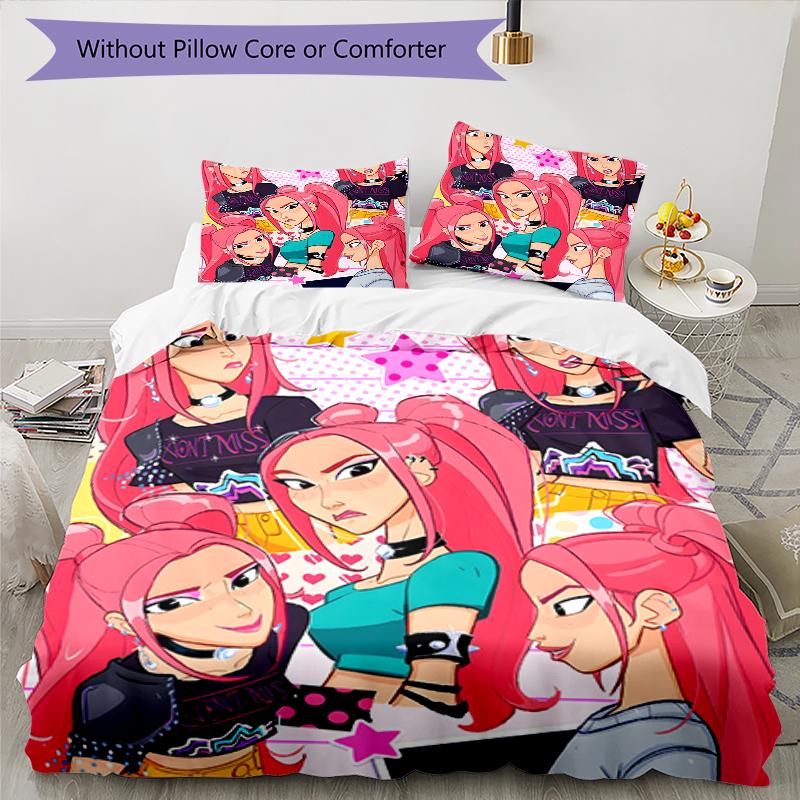 3pcs KPop Demon Hunters MIRA1 Design Cover Set - HD Printed Bedding with 1 Cover and 2 Pillowcases - Perfect for Home and Dorm Decor