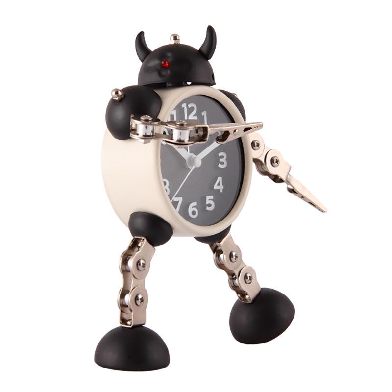 Transformed Robot Student Small Alarm Clock Cute Children Boy Girl Cartoon Mute Metal Alarm Clock Mini Cartoon