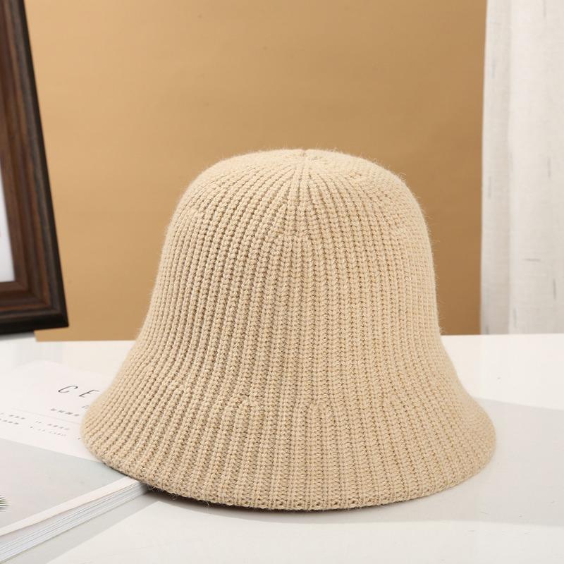 Autumn Winter Women's Hats with Sweet Temperament Water Bucket Hats Korean Fashion Knitted Yarn Basin Hats In Stock