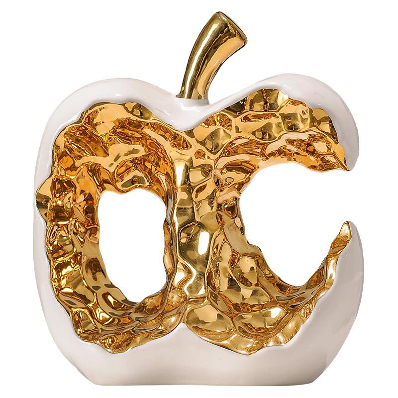 Gold Plated Hollow Apple Sculpture, Ceramic Crafts, Office Desktop Ornaments, Apple Model Sculptures, Living Room Decorations