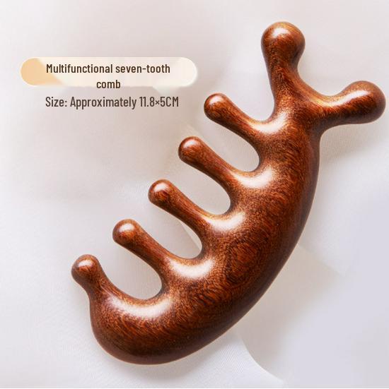 

Multifunctional Green Sandalwood Massage Comb with Five-Tooth Design for Scalp and Neck Relaxation