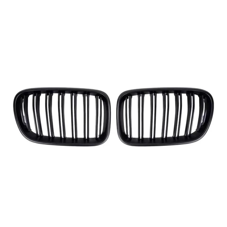 All Black Single Line Style Front Bumper Grilles For BMW X3 F25 2010-2013 Silver Diamonds Style Racing Double Slat Grills