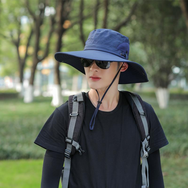 Outdoor leisure bucket hat women sunscreen men fishing mountaineering summer eaves cover face travel foldable sun hat