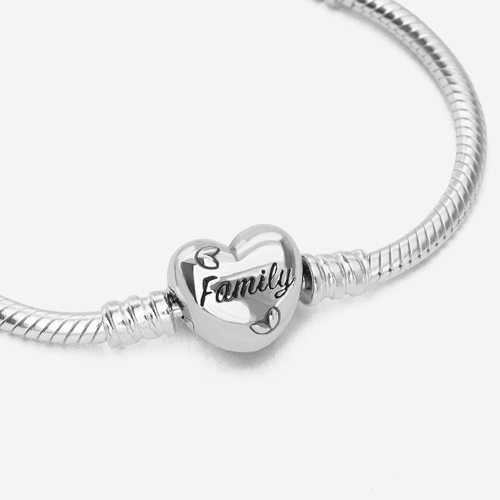 Pandora Moments Family Tree Heart Clasp Snake Chain Bracelet Women Bracelet Silver 598827C01