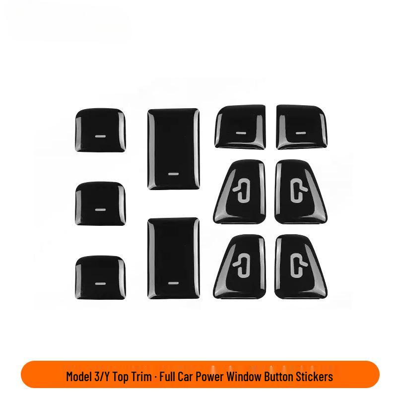 Tesla Model Y Full Car Window Lifter & Door Opener 3-Button Stickers - Accessory & Decoration