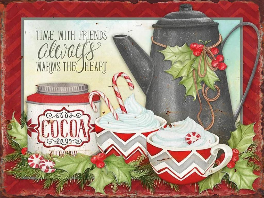 Christmas Hot Drink Metal Tin Sign Bakery Coffee Shop Bar Dessert House Vintage Wall Decor Poster Home Kitchen Decoration Plaque