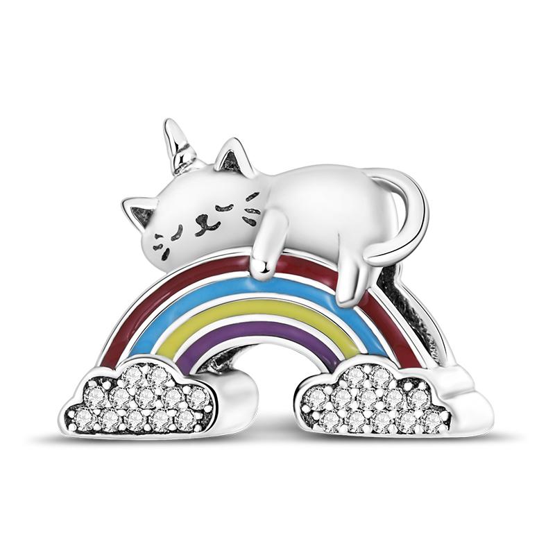 925 Sterling copper Cat and Dog Series Best Friend Pendant Fit 4MM hole diamete Bracelet Charms Bead Necklace DIY Female Zircon