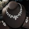 Delicate Claw Chain Leaf Necklace Earrings Set Two-Piece Full Diamond Clavicle Chain Dinner Dress Accessories