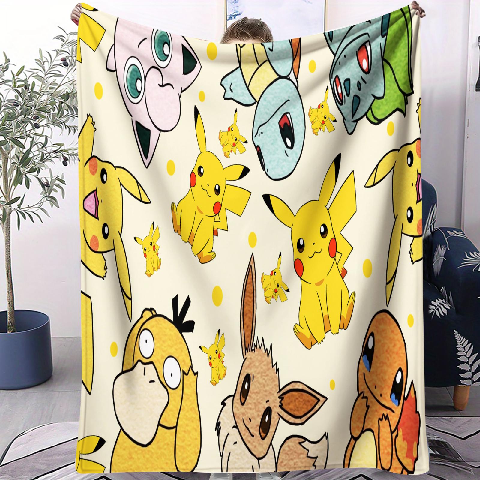 

PikachuLed AllPokemon Cute Fleece Throw Blanket Warm Soft Street Trend Plush for Girls Boys Bedroom for Living Room Home Decor 75x100cm (30x40inch)