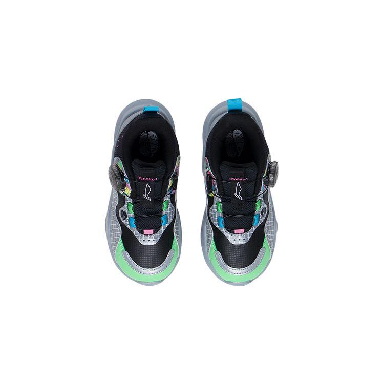 Li Ning Kids Yu Lei Comfortable Versatile Shock Absorbing Casual Shoes Kids Casual Shoes Black Green YKNS098-13