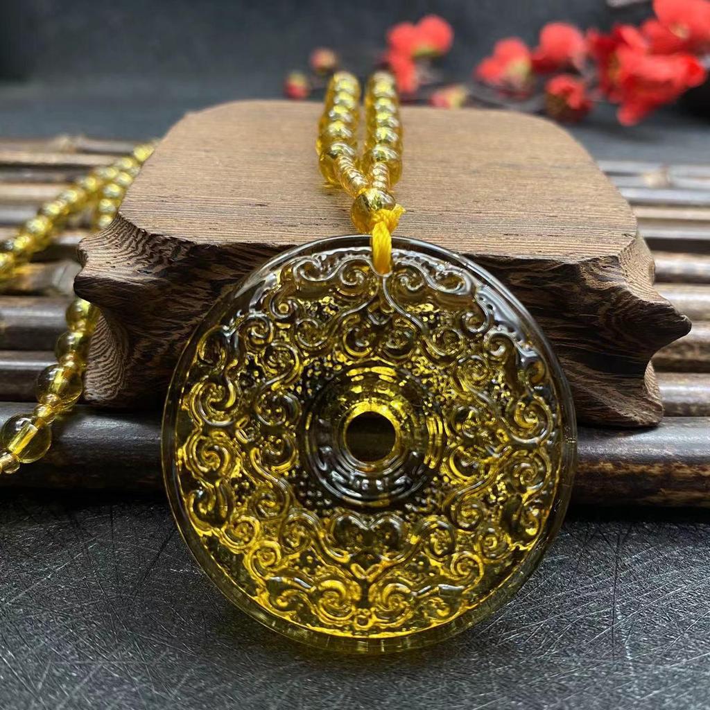 Vintage Double-Sided Pixiu Pendant Necklace: Imitation Jade Glaze, Fu Shou An Kang Charm