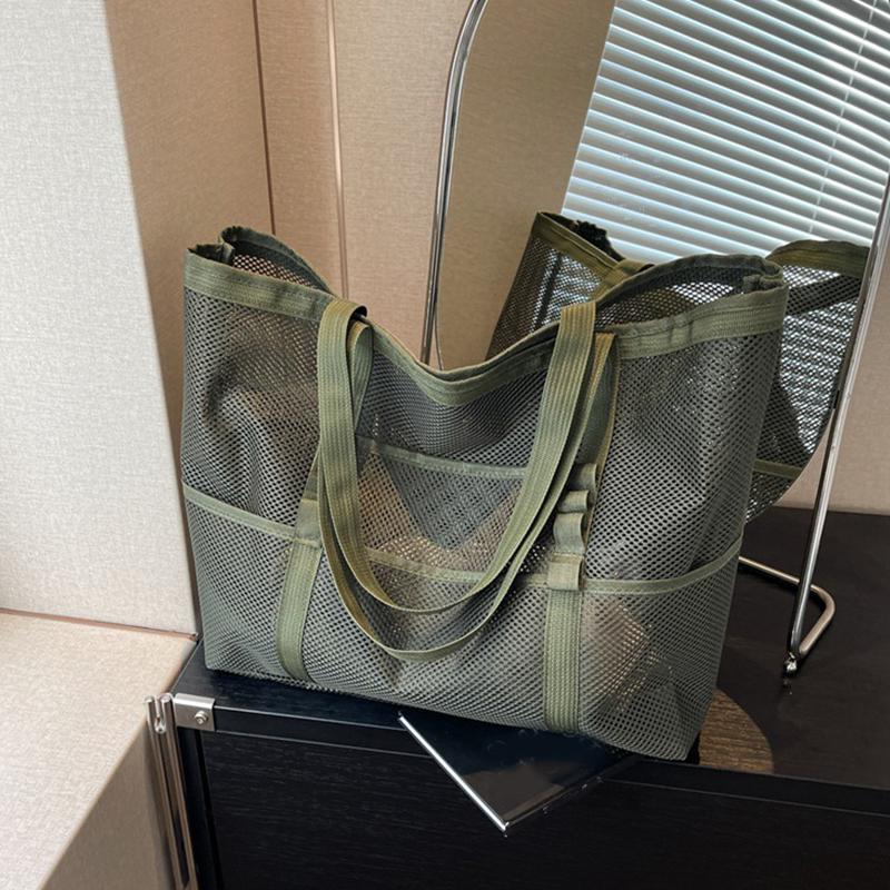 Hollow Large Capacity Makeup Storage Bag Women Multifunctional Mesh Shoulder Bag Travel Transparent Bag Beach Bags