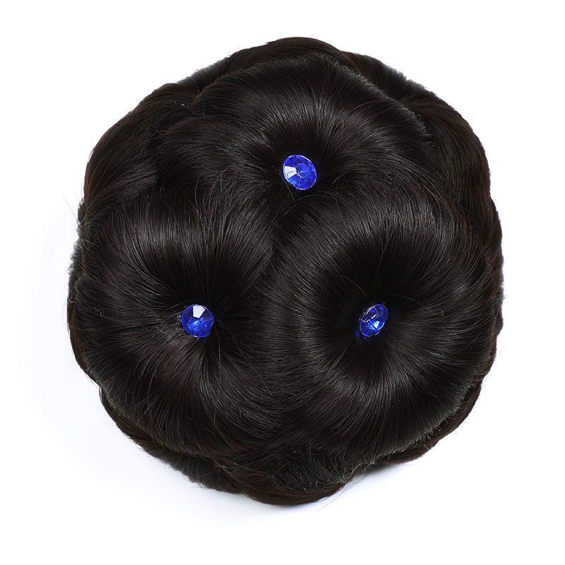 1Pc Synthetic Hair Bun Bud Hair Clips With Diamond Colorful Shiny For Women Ponytail Claw Clip Lifelike Hairpiece Styling Tools