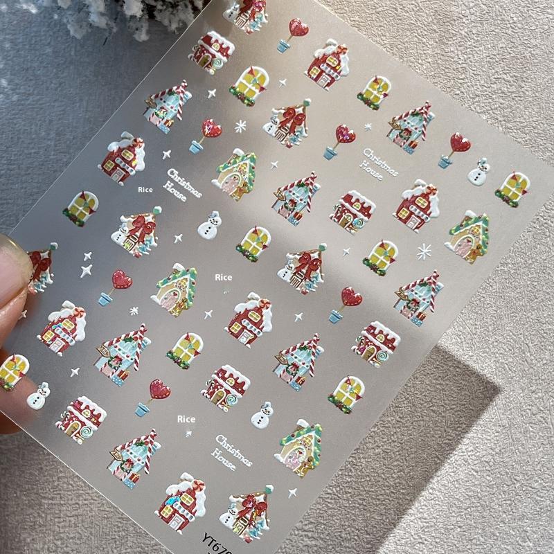 Cute Christmas Snowman Christmas Tree Santa Claus Nail Stickers Kawaii Art Stickers Diy New Year Accessories Manicure Decals