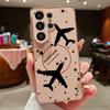 Magnetic Airplane Route Pattern Phone Case For Samsung Galaxy S26 S25 Ultra Edge S24 S23 FE A57 A17 A56 A37 A16 A55 A36 5G Cover
