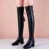 Fashion Chunky Heel Autumn Winter Above Over The Knee Shoes Woman Round Toe Height Increasing Demi-season Pu Thigh High Boots for Women