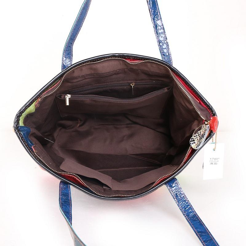 Bag Women'S Sheepskin Tote Bag Handbag Splicing Color Messenger Bag Large Capacity