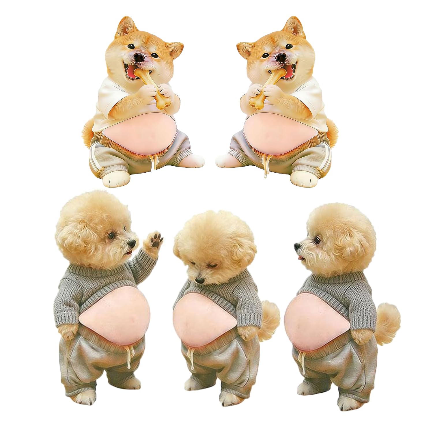 

Shiba Inu Belly Stickers Cute 3D Squishy Stickers for Your Belly Perfect for Decorating Mobile and Smartphones Gift 5-Piece Set3D - - Phones,