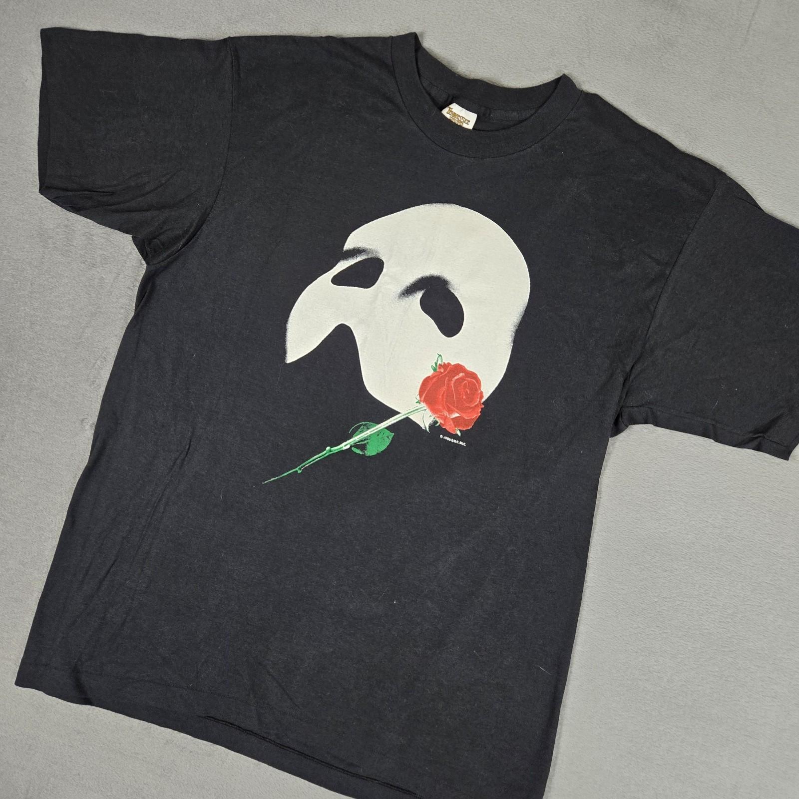 Vintage 80s The Phantom of the Opera T Shirt Mens XL Mask Rose Broadway USA Unisex T-Shirt XXL