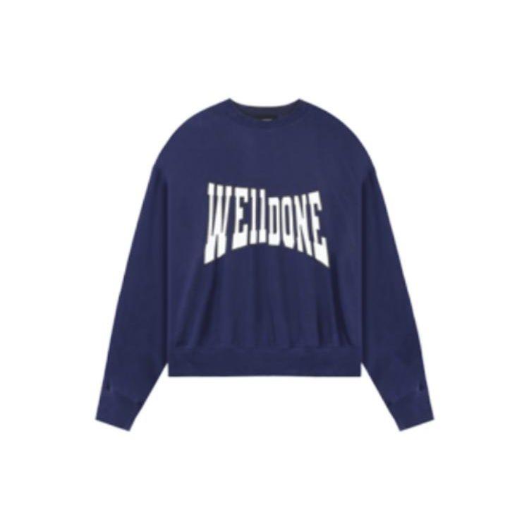 We11done FW22 Letter Sweatshirt Unisex sweatshirt Blue WD-TS3-22-799-U-NV