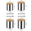 304 Stainless Steel Sealed Jar,Candy Jar,Grain Coffee Beans Storage Jar,Kitchen Snack Food Jar,Bamboo Wood Lid Sealed Tank