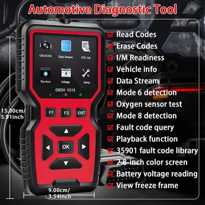 2024 V519 Professional Obd2 Scanner - USB Powered Car Diagnostic Tool with Real-Time Data Stream, Full-Function Obd Ii Testing (I/M Ready,