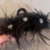 Autumn Winter Feather Rhinestone Hair Clip - Furry, Fashionable Shark Clip Accessory