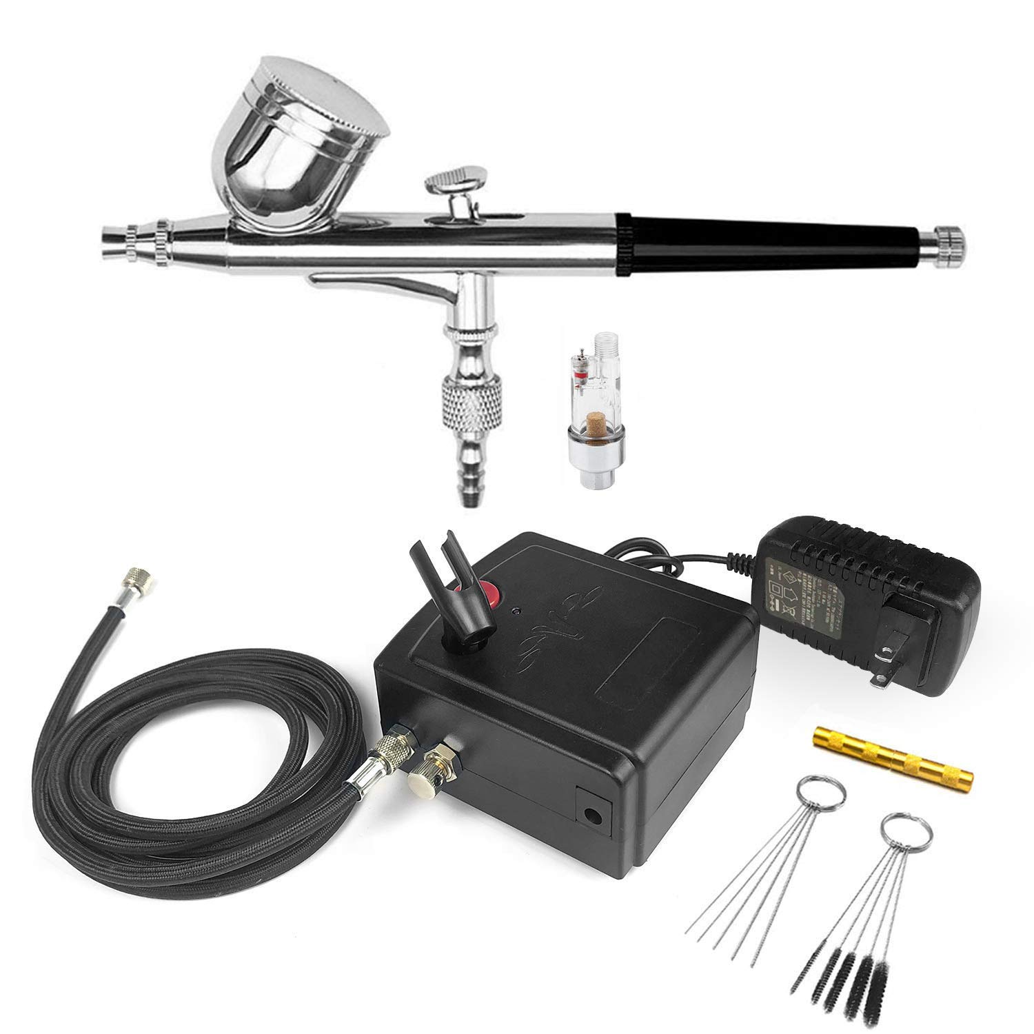 

Airbrush Set with Mini Cleaning Air and Air Hose for Plastic and Painting Double-Action Compressor, Brush, Filter, Hobbies, Models,