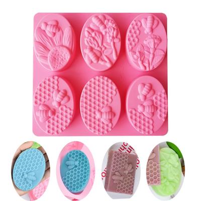 3D-Silikonform mit 6 Hohlräumen, Bienenwabenform, oval, Silikonform für Seife, DIY, Honig, Fondant, Kuchenform, Werkzeug, handgefertigte Kerzenform, Backform
