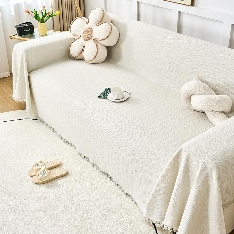 Cream Style Nordic Luxury Elegant Sofa Throw Full Coverage Sofa Mat Machine Washable All-Season Universal Sofa Cover Advanced Sense Cozy Sofa Pad