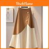 Basic Fashion Knit Skirt With High Waist And Button Accents For Women