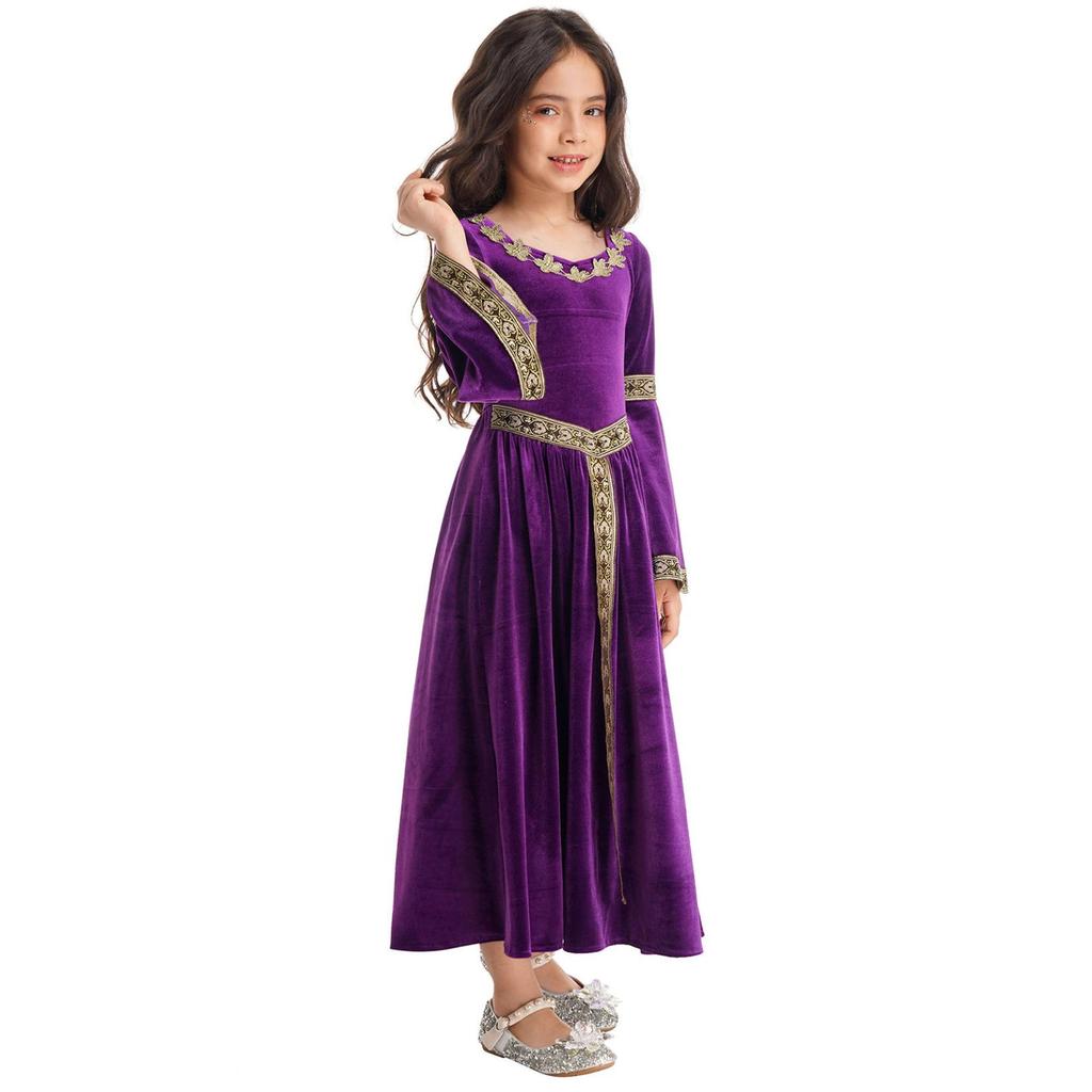 Girls Medieval Princess Costume Renaissance Costume Robe Retro Gown Dress for Halloween Cosplay Dress Up