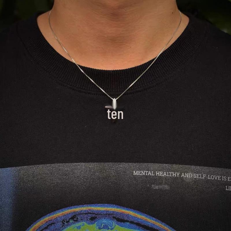 Men's Minimalist Luxury Cross Pendant Necklace with Inlaid Diamonds