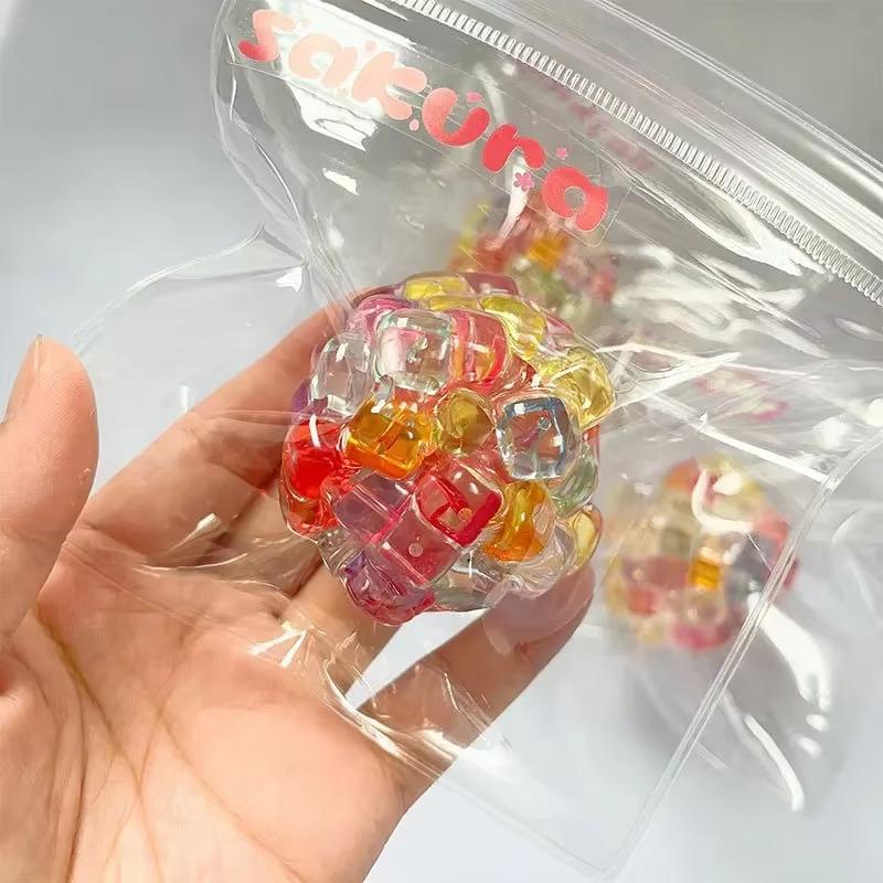 

Kids Childrens 1PC Funny Squishy Stress Ball - Sensory Fidget Toy for Anxiety Relief, Ice Beads Texture, Relaxation Squeeze Toy for Adults