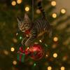 Cat Christmas Ornament Cute Kitten Christmas Ball Ornament 2D Flat Hanging Charm for Car Rearview Mirror