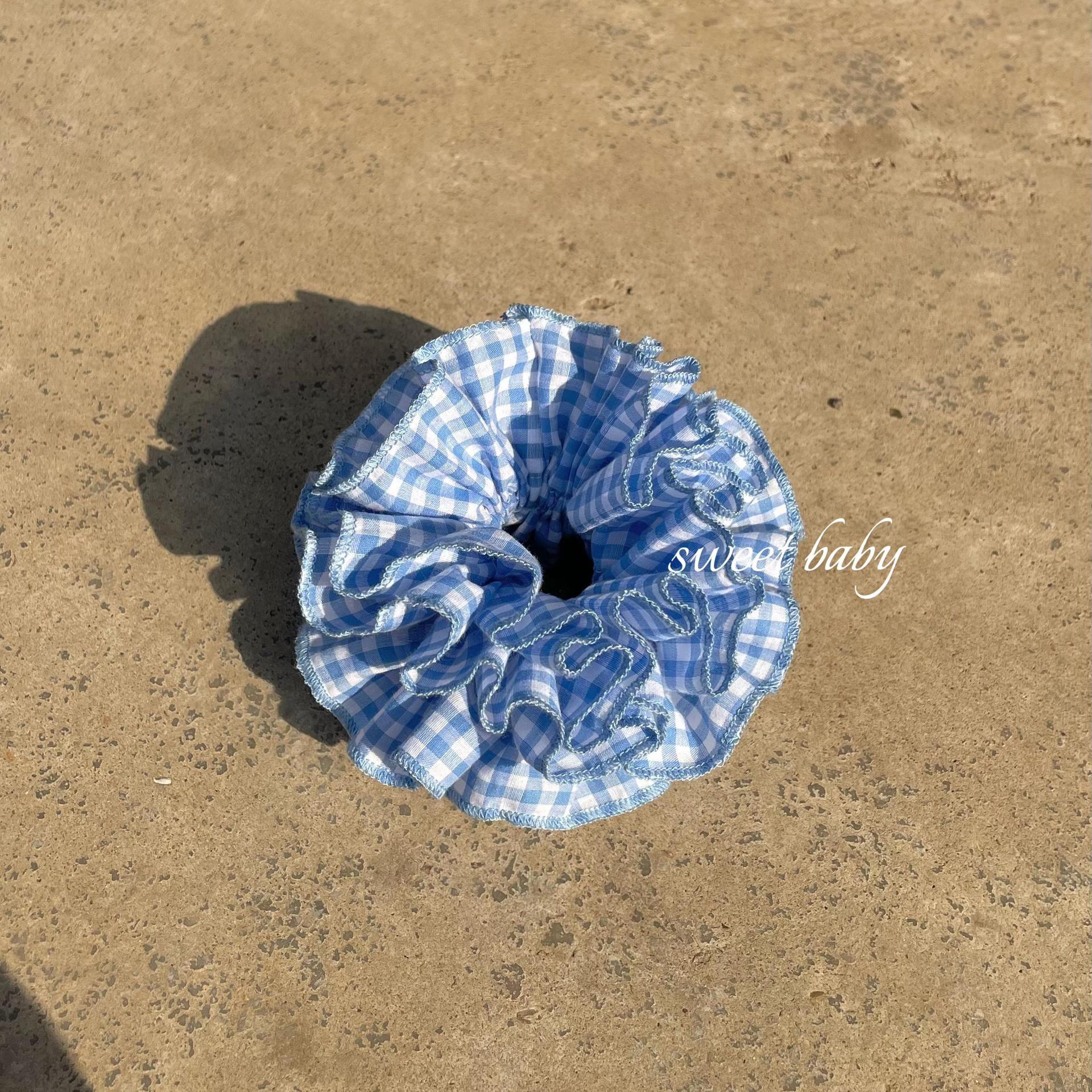 

Korean Yellow Plaid Four-Layer Hair Ring for Women - Large, Elegant Hair Tie for Buns and Braids