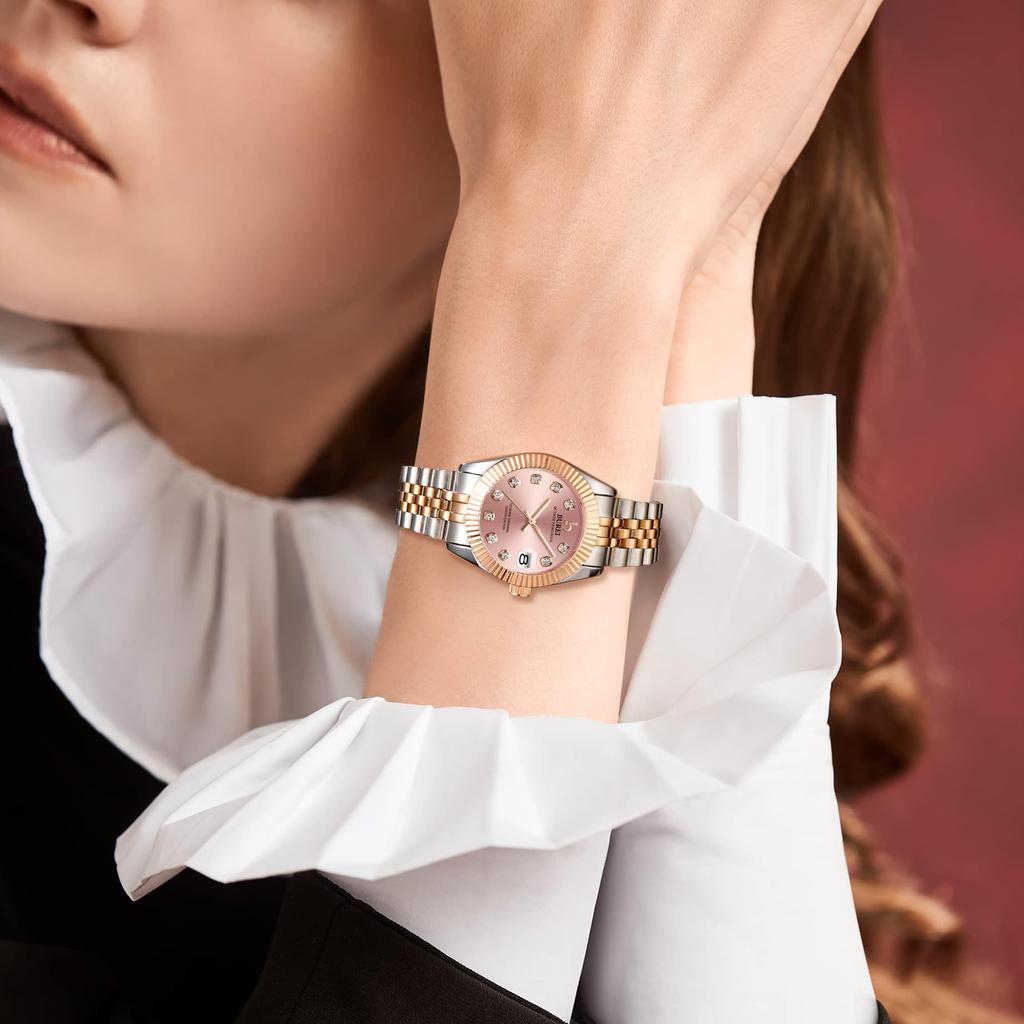 BUREI Analog Quartz Watch - Simple Couple's Series, Rose Gold Color, Japanese Movement, 36mm